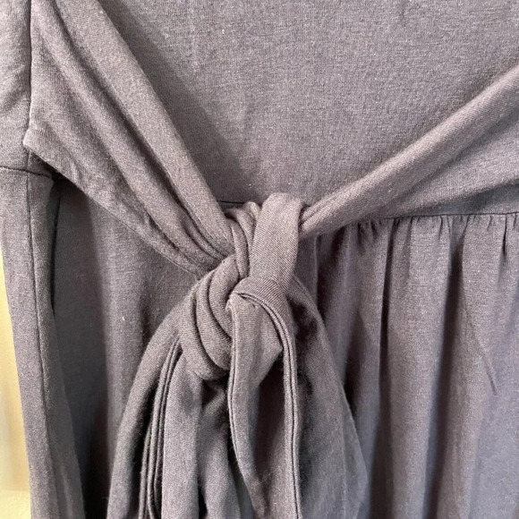 Ric Rac Womens Black Dress 3/4 Sleeve Pleated A-Line Belted Small Tie Back - Picture 7 of 9